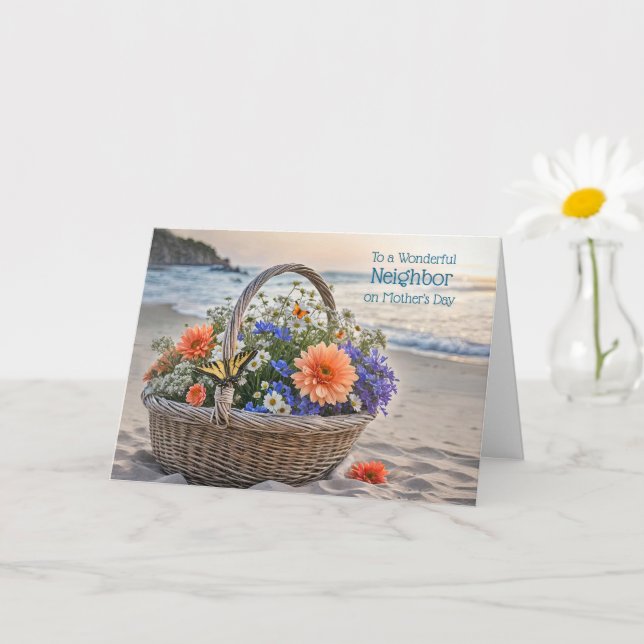 Carte Neighbor Happy Mothers Day with Basket of Flowers (Petite plante)