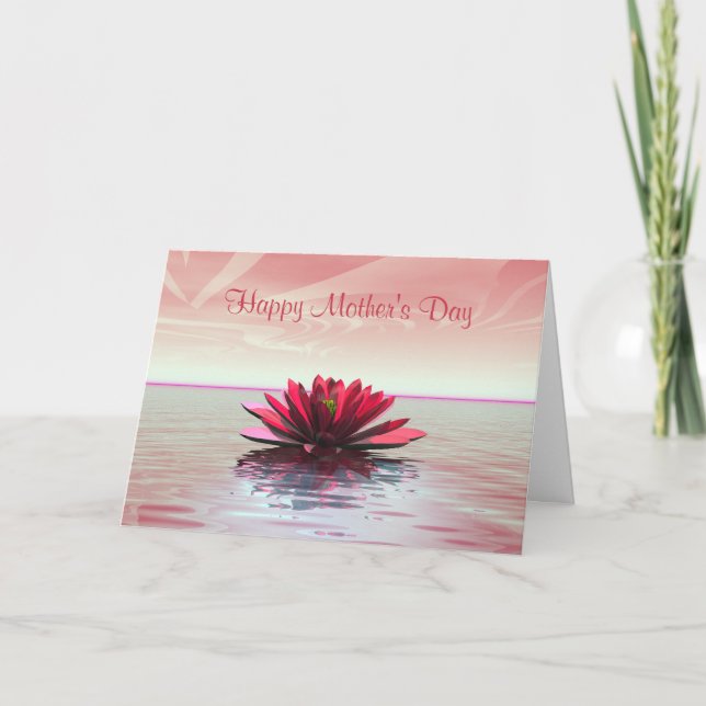 Carte Nénuphar de rouge du jour de mère (Devant)