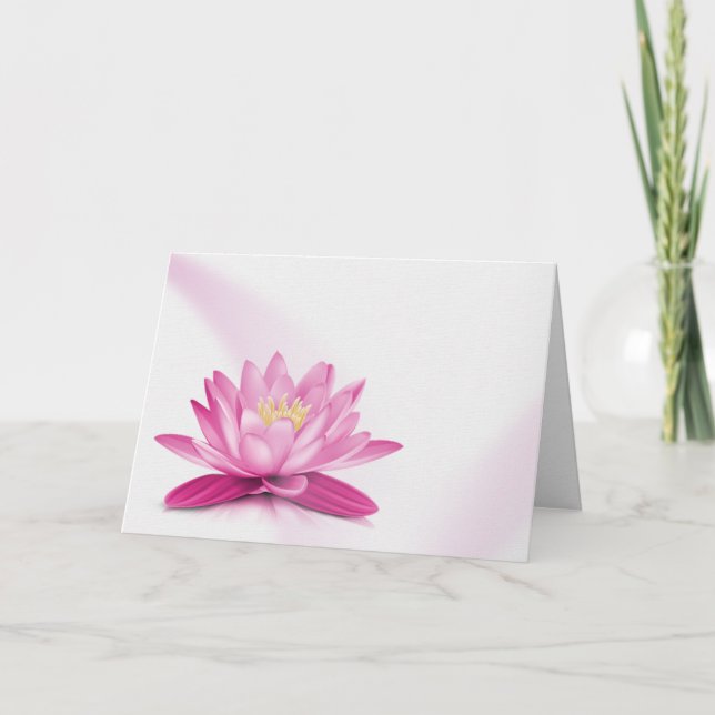 Carte Nénuphar rose Sympathie sur fond blanc (Devant)