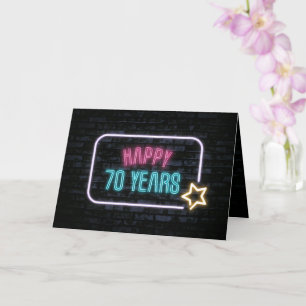 Carte Neon 70th Birthday Sign On Brick Card