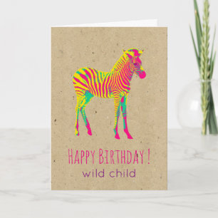 Carte Neon Baby Zebra Psychedelic Funky Retro Anniversai