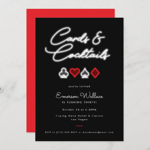 Carte Neon & Cocktails Invitation Anniversaire