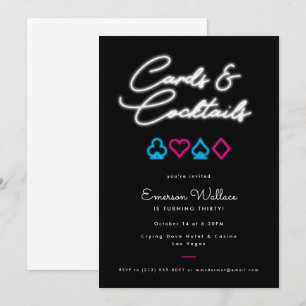 Carte Neon & Cocktails Invitation Anniversaire