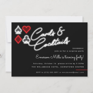 Carte Neon & Cocktails Invitation Anniversaire
