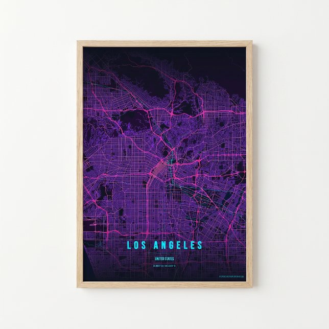 Carte néon de Los Angeles Impression d'art mural A (Créateur téléchargé)