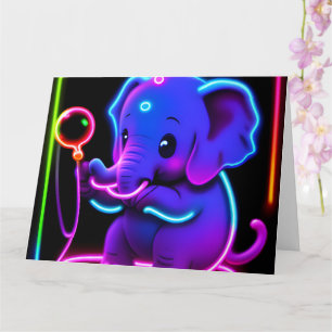 Carte néon éléphant