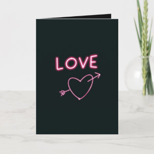 Carte Neon Pink sur les coeurs d'AMOUR Noir Texte person