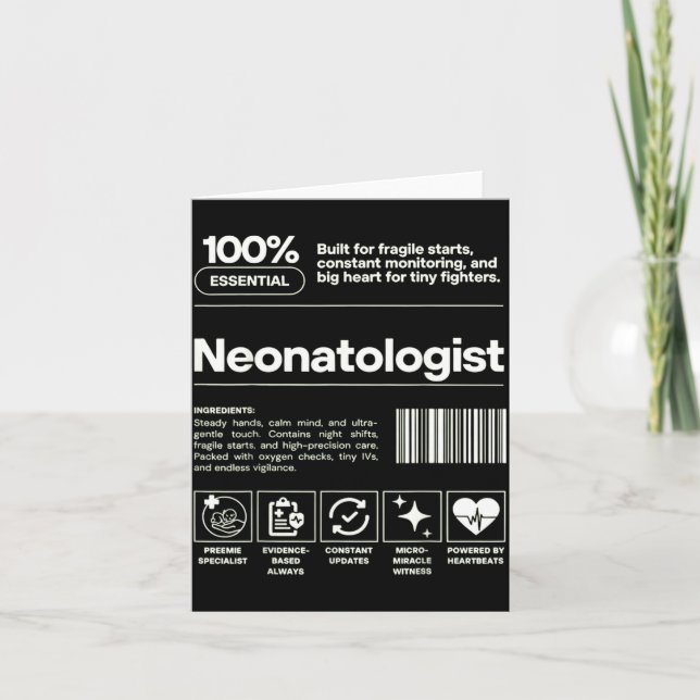 Carte Neonatologist &amp; D Neonatology Gift Nicu Doctor (Devant)