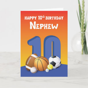 Carte Nephew 10th Birthday Sports Balls