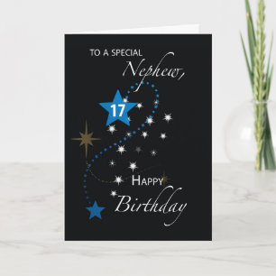Carte Nephew 17th Birthday Star Inspirational Blue Black