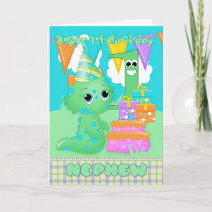 Carte Nephew 1er Anniversaire Mignonne Petit Monstre Ave
