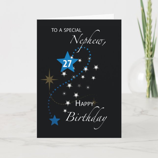Carte Nephew 27th Birthday Star Inspirational Blue Black (Devant)