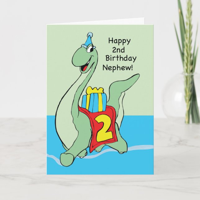 Carte Nephew, 2e anniversaire Dinosaur (Devant)
