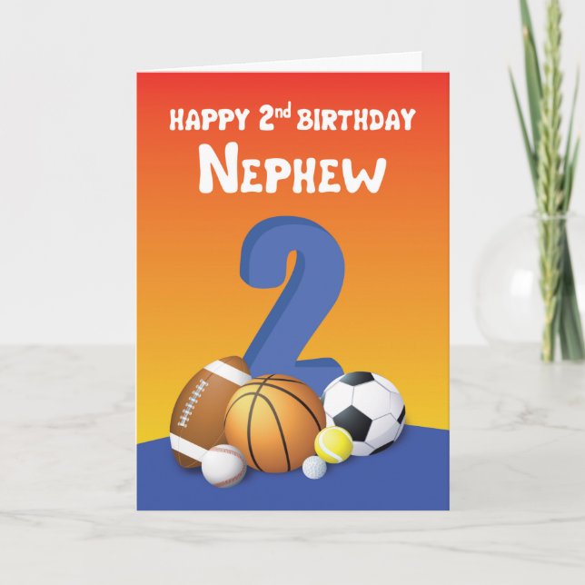 Carte Nephew 2e Anniversaire Sports Balls (Devant)