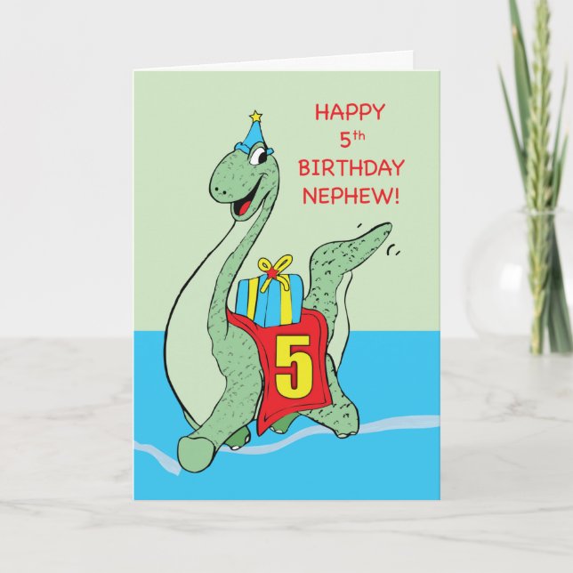 Carte Nephew, 5e anniversaire Dinosaur (Devant)