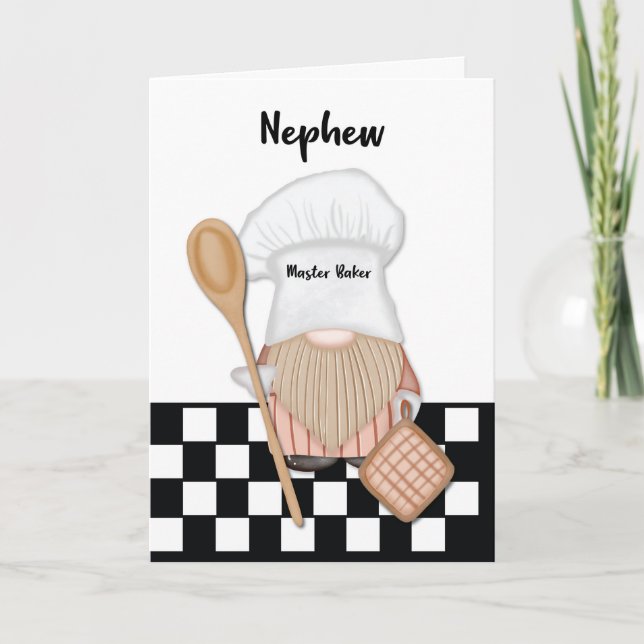 Carte Nephew Anniversaire Whimsical Gnome Baker Baking (Devant)