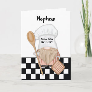 Carte Nephew Anniversaire Whimsical Gnome Baker Baking