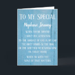 Carte Nephew Funny Blue Birthday Card<br><div class="desc">Souhaitez à votre neveu un joyeux anniversaire avec cette carte d'anniversaire sentimentale mais drôle!  Personnalisez avec son nom !</div>