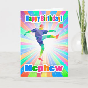 Carte Nephew, joueur de football Anniversaire coloré Abs