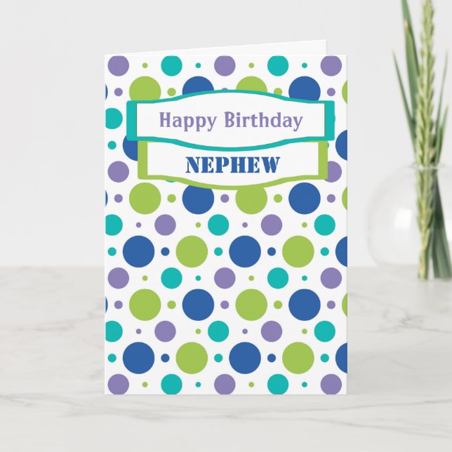 Carte Nephew Niece Blue Polka Dot Anniversaire Salutatio (Devant)
