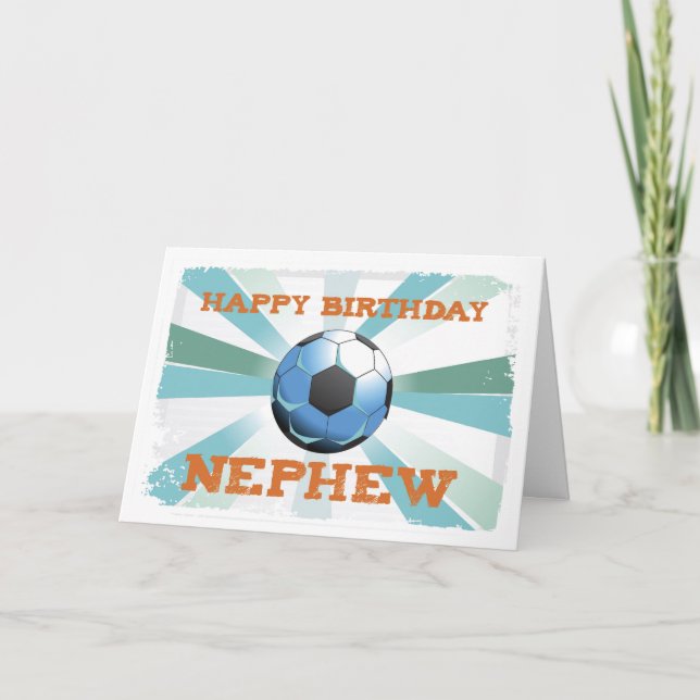 Carte Nephew Soccer Anniversaire avec Ball, Orange sur T (Devant)