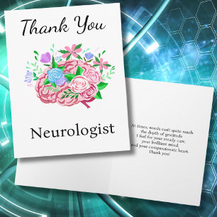 Carte Neurologue Merci Cerveau Avec Fleurs