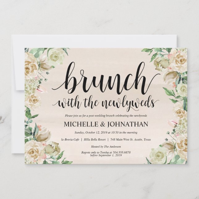 Carte Neutral Spring Post Mariage Brunch Invitatio (Devant)