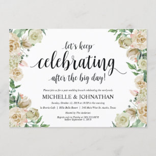 Carte neutre d'invitation de brunch de mariage de