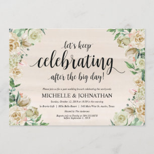 Carte neutre d'invitation de brunch de mariage de