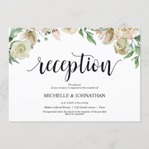 Carte neutre d'invitation de réception de mariage
