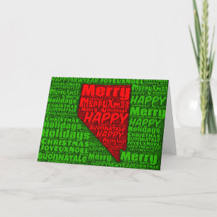 Carte Nevada Word Art Christmas Card