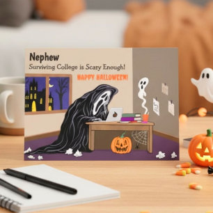 Carte Neveu Faucheur à l'université pour Halloween