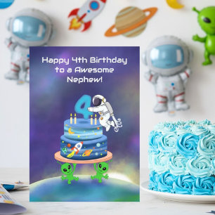 Carte Neveu Joyeux 4ème Anniversaire Astronaute avec Gât