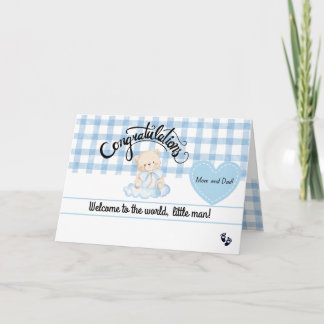 Carte New Baby Boy Congratulations Card, Cute Blue Bear