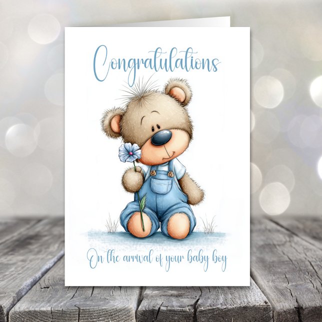Carte New Baby Boy Congratulations Teddy Bear Card (Créateur téléchargé)