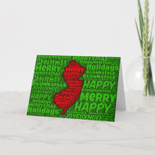 Carte New Jersey Word Art Christmas Card