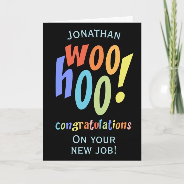 Carte New Job Congratulations Fun Typography Card (Devant)