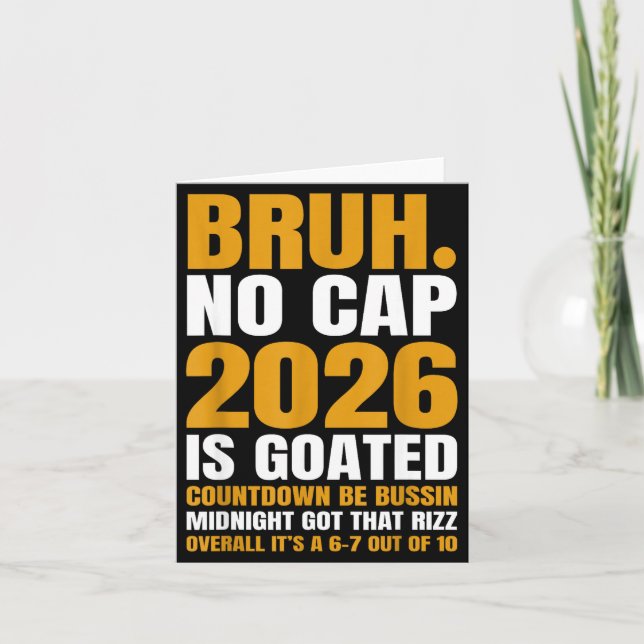Carte New Year 2026 Bruh No Cap Countdown Bussin Funny R (Devant)