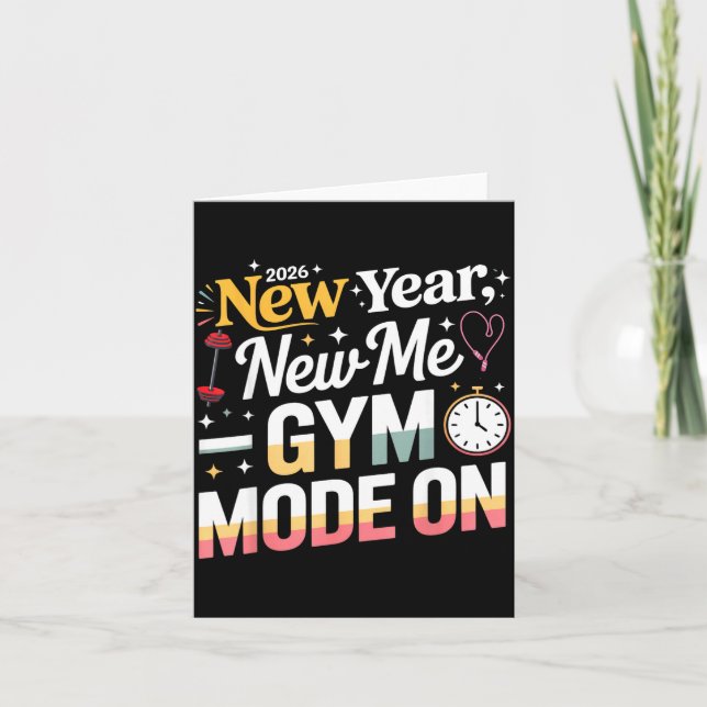 Carte New Year New Me 2026 Funny Fitness Workout Gym Mod (Devant)
