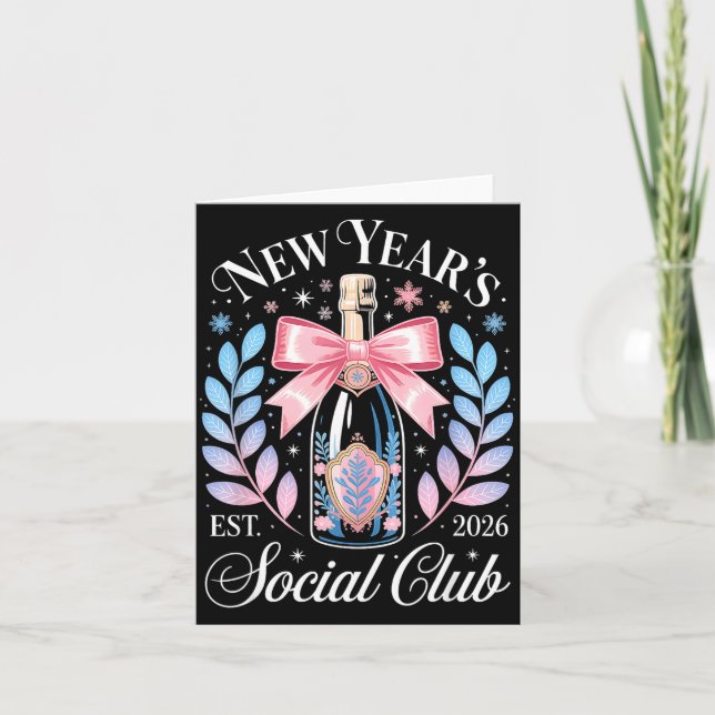 Carte New Year’s Social Club 2026 Elegant Champagne Art  (Devant)