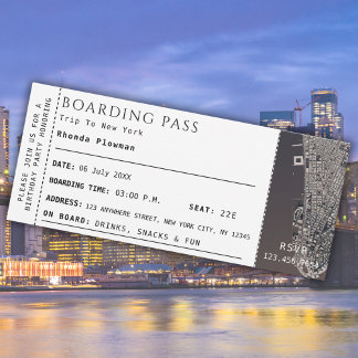 Carte New York Boarding Pass Travel Plane Ticket