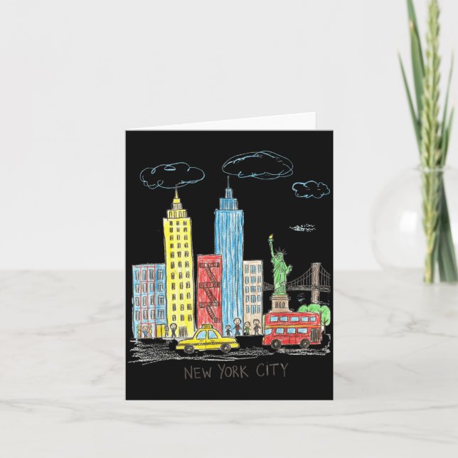 Carte New York City Skyline Illustration Urban Kids Art  (Devant)