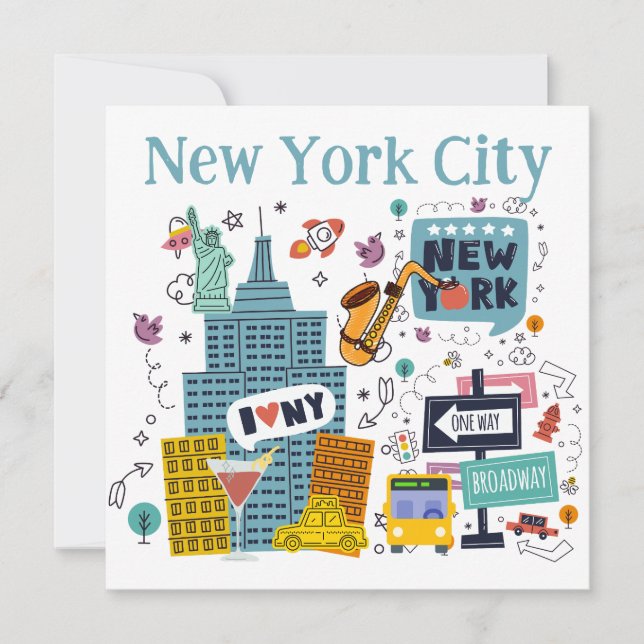 Carte New York colorée personnalisée (Devant)