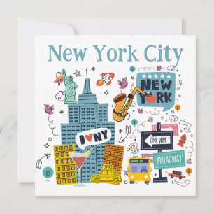Carte New York colorée personnalisée