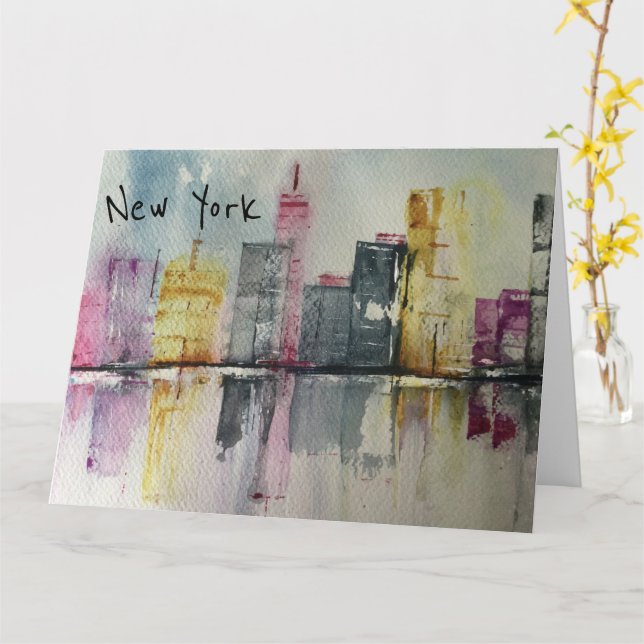 Carte New York NYC Skyline Cityscape (Fleur jaune)