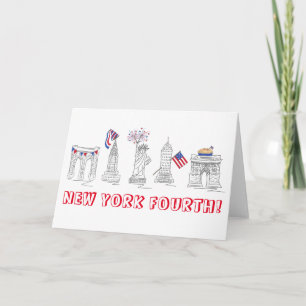 Carte New York Quatrième patriotique Juillet 4 NYC Landm