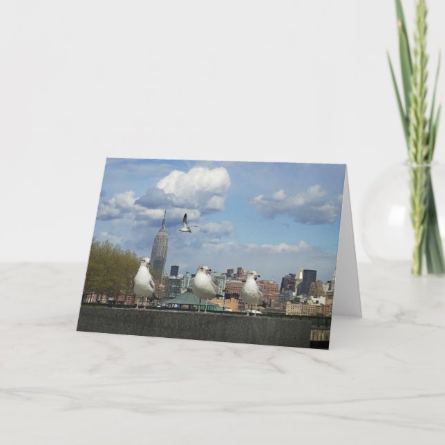 Carte New York Skyline avec mouettes (Devant)