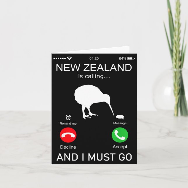 Carte New Zealand Is Calling And I Must Go, Zealand Funn (Devant)