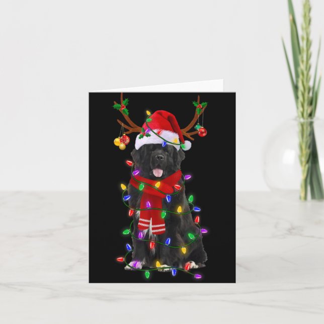 Carte Newfoundland Dog Tree Christmas Lights Xmas Pajama (Devant)