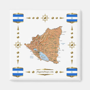 Carte Nicaragua + Magnet des drapeaux